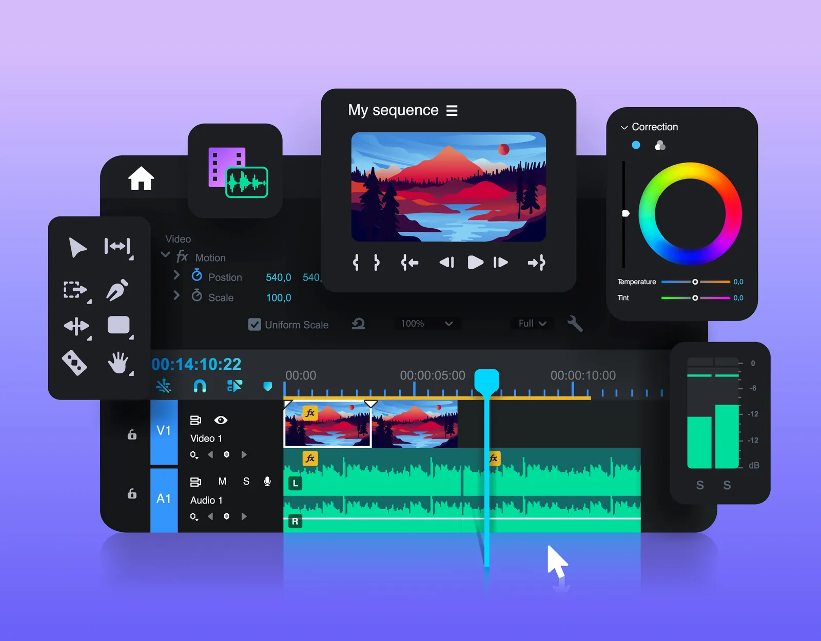 Adobe Premiere Pro workspace — Timeline · Lumetri